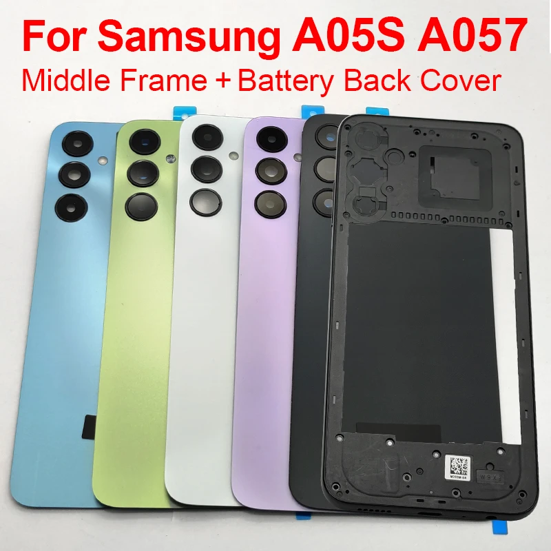 A05S Housing Middle Frame For Samsung Galaxy A05s A057F Battery Cover Back Rear Door Housing Replacement Case With Camera Lens