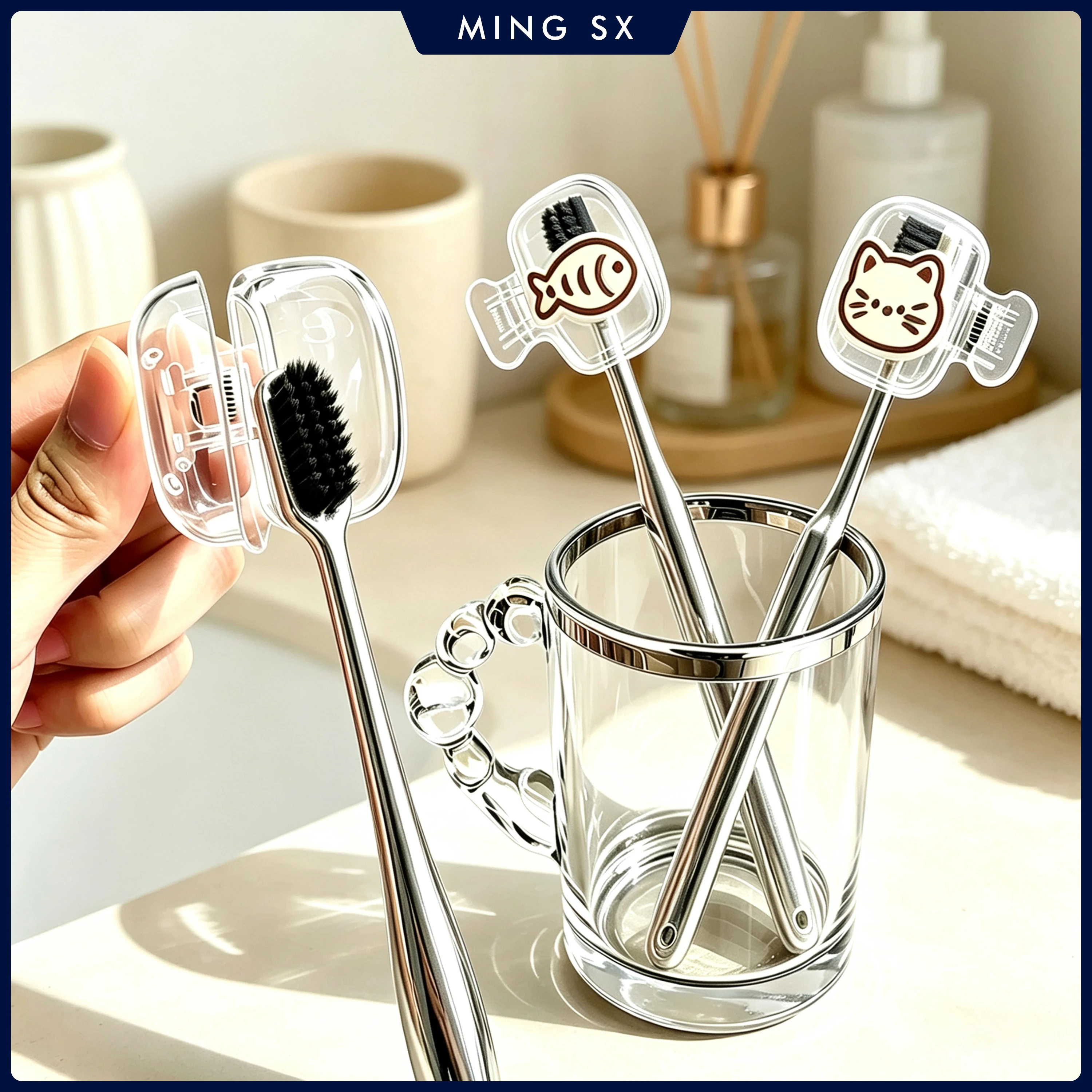2PCS Travel Toothbrush Head Covers Toothbrush Protector Cap Brush Pod Case Protective Portable Plastic Clip For Household Trave