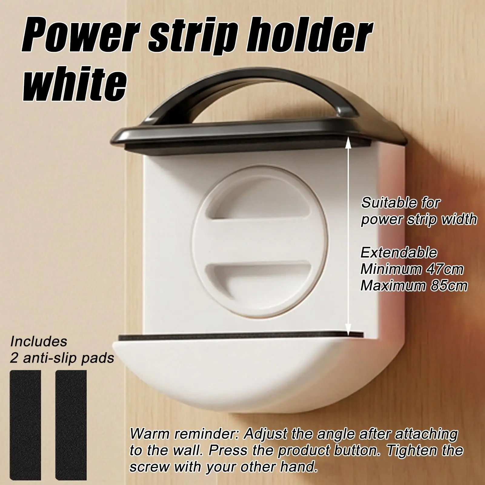 Power Brick Mount, Suction Cup Rotational Socket Mount, Power Strip Management Holder for Office, Living Room, Kitchen, Bedroom