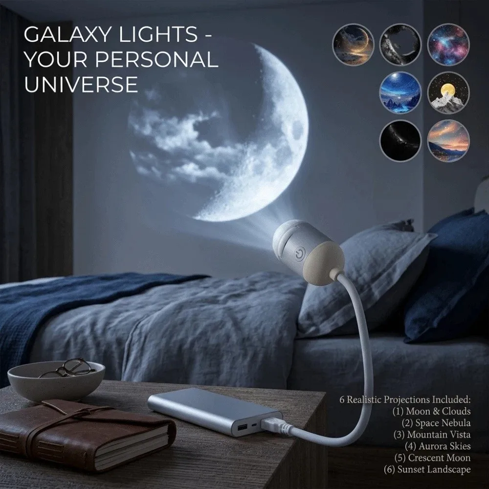 USB Powered Starry Sky Projection Lamp Plug And Play Compact Design USB Projection Lamp Dream Like Soft Projection