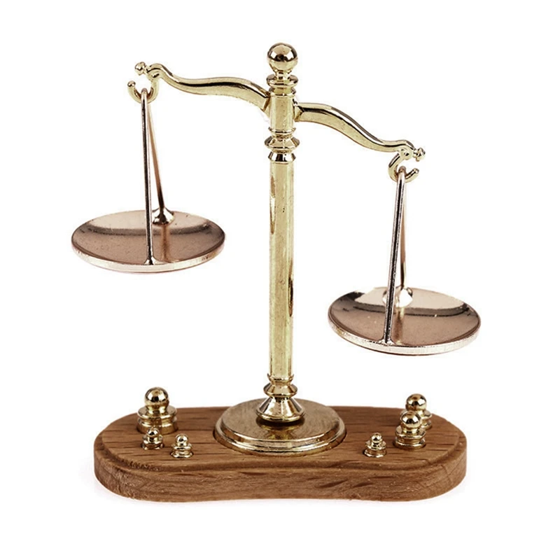 ABKO-Mini Vintage Balance Scale Ornaments, Metal Antique Justice Scale Model, Home Decoration Children's Gift