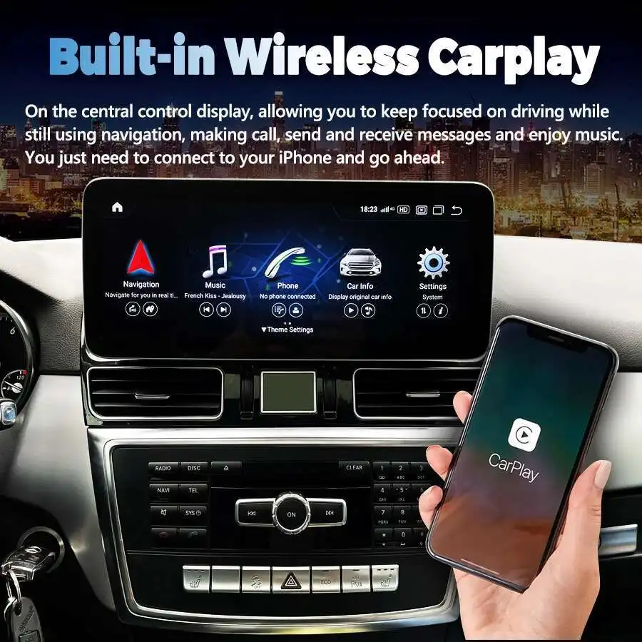 12.3Inch Qled Screen Android 13 For Mercedes Benz ML W166 GL X166 SLC SLK Car Multimedia Video Player GPS CarPlay Auto Head Unit