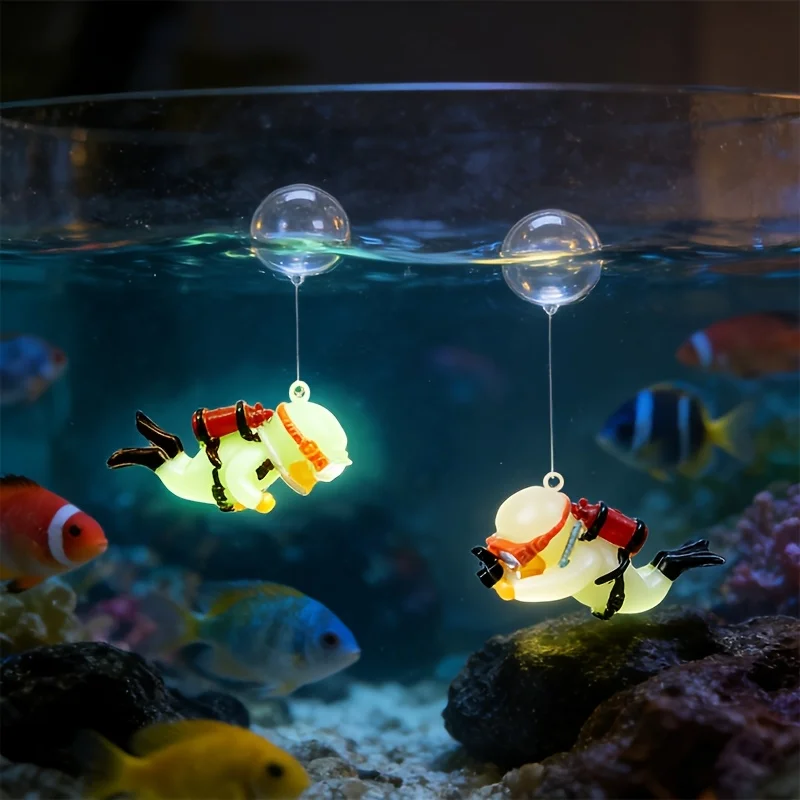 Harz-Mini-Taucher-Aquarium-Dekoration mit leuchtendem Schwimmendem Ball, kreative Fischbecken-Landschaftsgestaltung