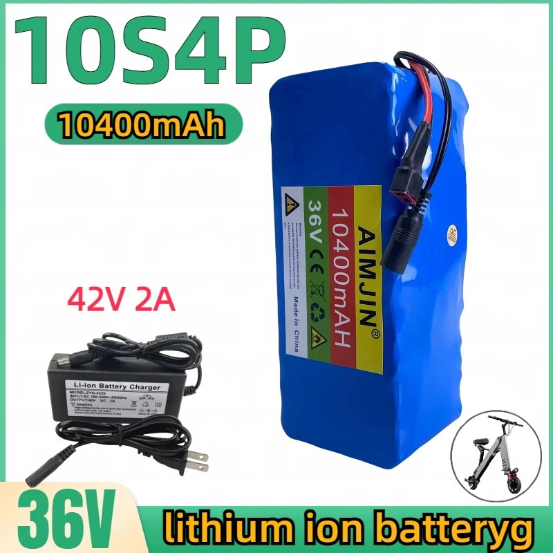 

2023 New 36V 10S4P 18650 Battery Pack 1000W High Power Battery 42V 10400mAh Ebike Electric Bike BMS+42V2A Charger