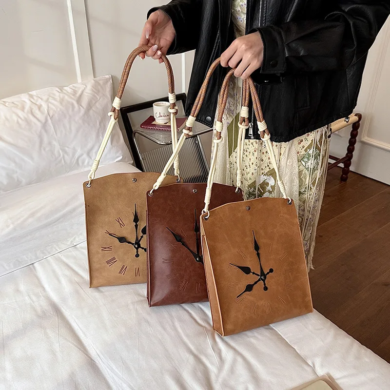 Creative Clock Print Underarm Bag New Fashion Creative Women's Bucket Handbag Shoulder Bag