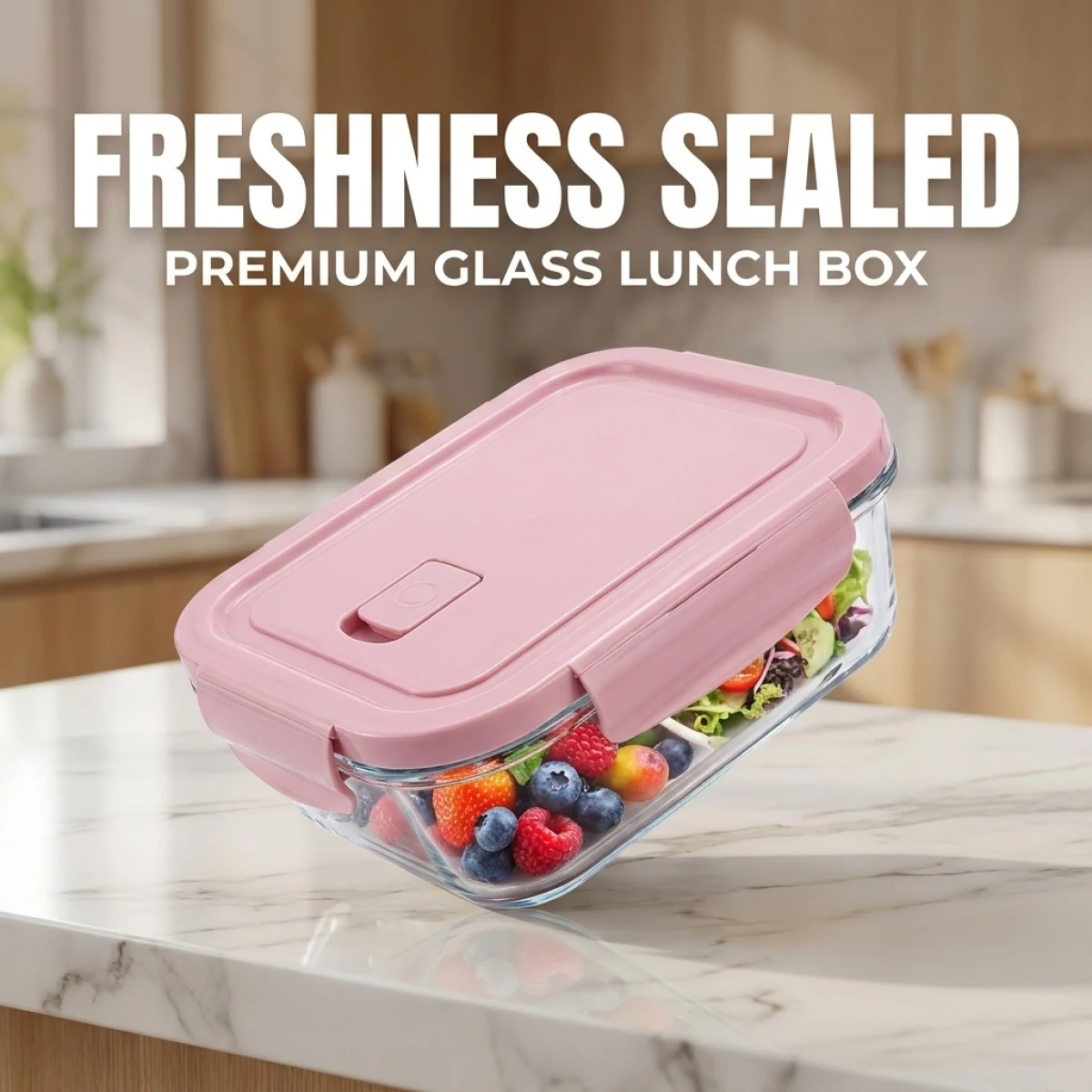 

Pink Glass Food Storage Container-Thickened High Borosilicate Glass,Impact Resistant, Leakproof & Spill-Proof,Microwave Safe