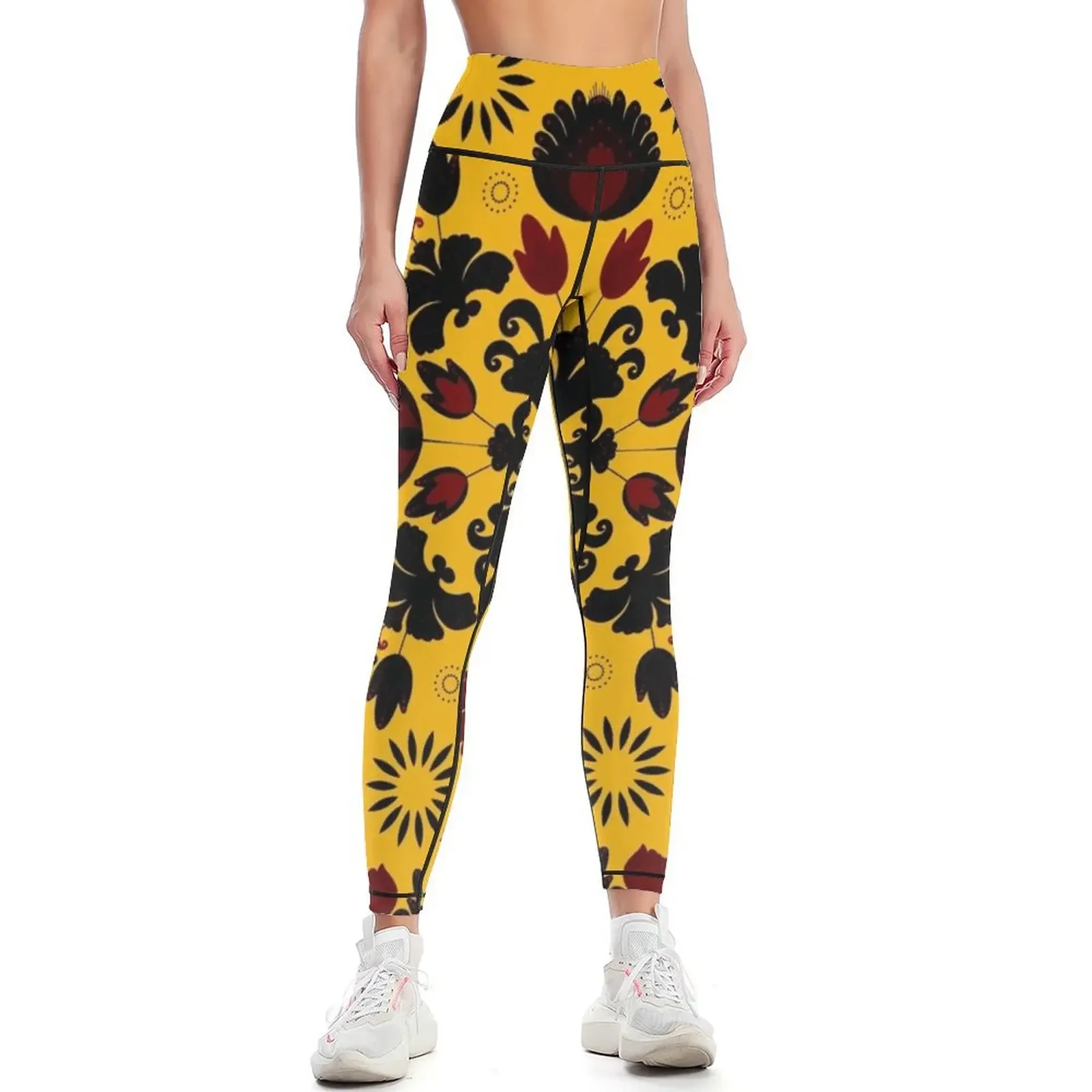 

Fiesta Folk Yellow Leggings sport pants sportswear gym sports for Women's fitness Womens Leggings
