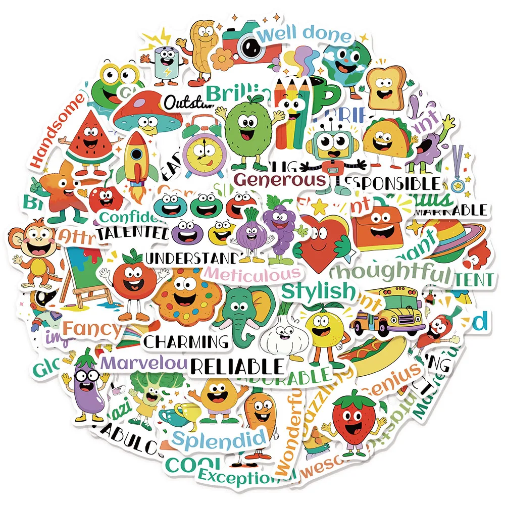 50 قطعة ملصقات مكافأة الفاكهة الكرتونية DIY دليل سجل القصاصات دفتر كوب ماء لعبة الكمبيوتر ملصقات المكافأة