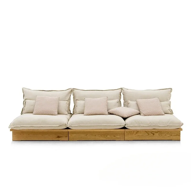 ~Nordic Solid Wood Sofa Slipcover Art Sofa Ash Living Room Furniture