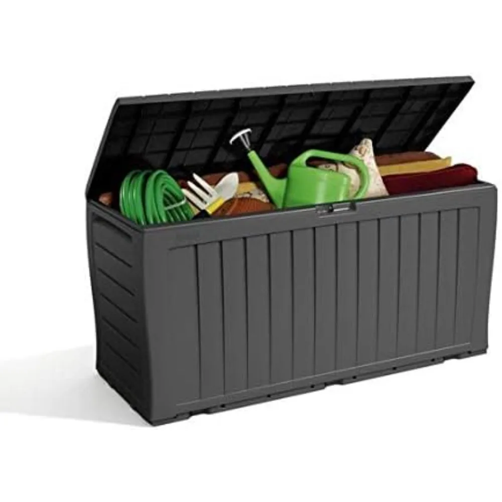 270L Outdoor Garden Storage Box 65% Recycled Resin Weatherproof Fade-Free Furniture Cushion Organizer