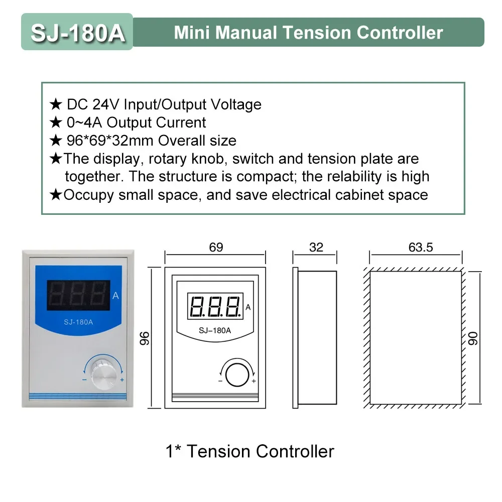 タイル張力コントローラー4a & ホールセンサー,手動または半自動,電磁ブレーキ付き