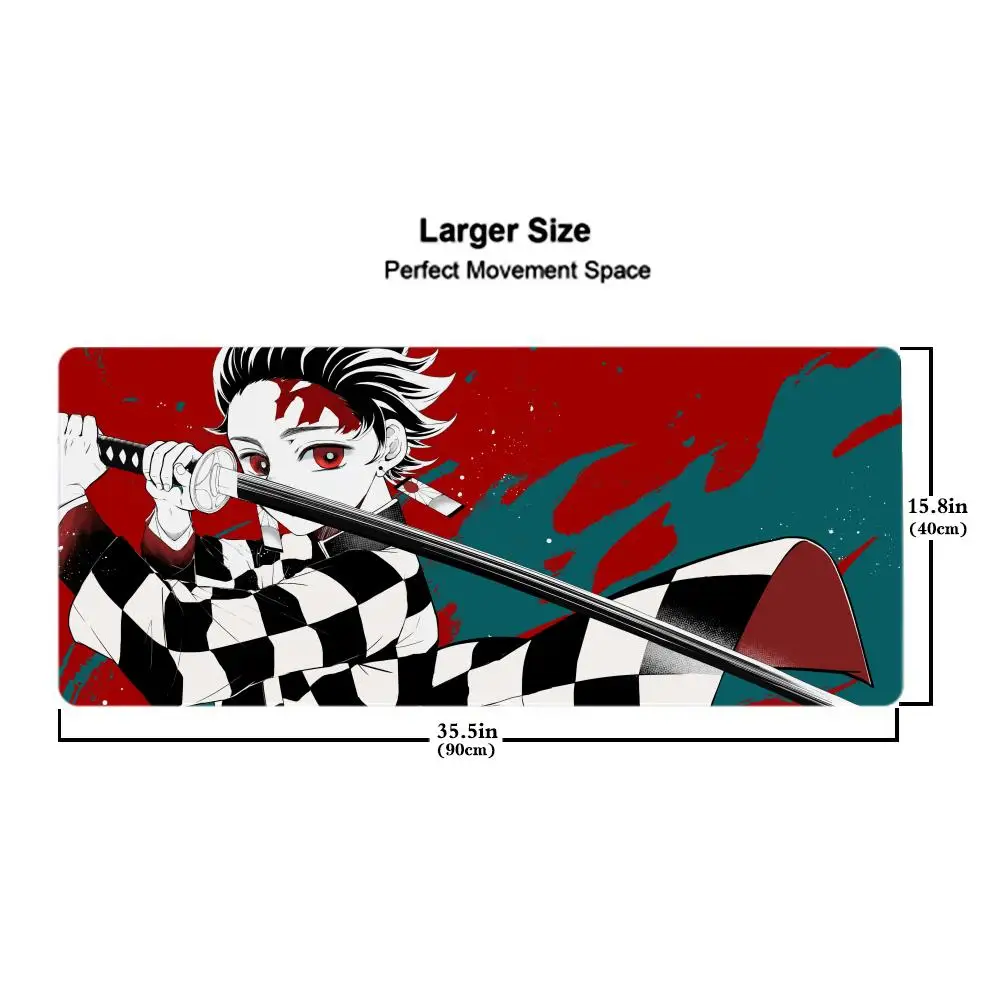 شخصيات أنيمي yaiba tanjiro لوحة الماوس ملحقات الألعاب لوحة المفاتيح XXL حافة قفل كبيرة 900X400mm الجدول حصيرة الألعاب