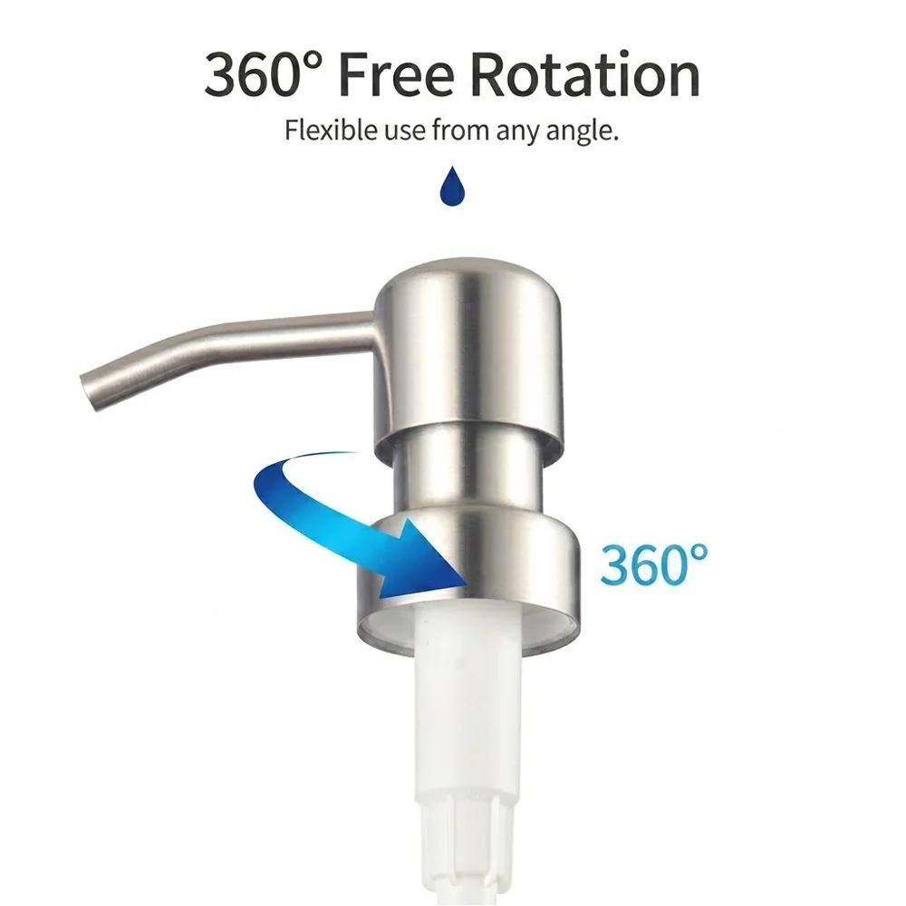 Stainless Steel Soap Dispenser Pump Replacement, 28-400 Thread Anti-Rust Lotion Pump for Kitchen Bathroom, 8 Colors Available