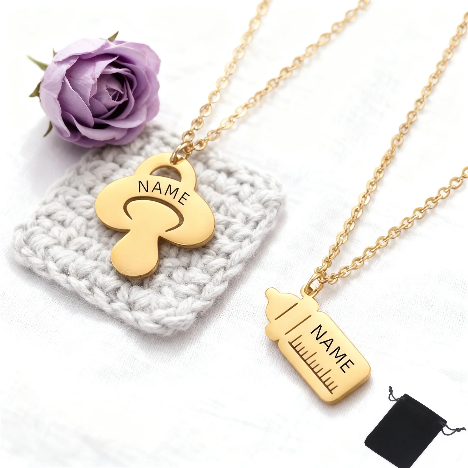 Customized Name Date Nipper Bottle Necklace Stainless Steel Personalized Mom Necklace Family Newcomer Mom Gift