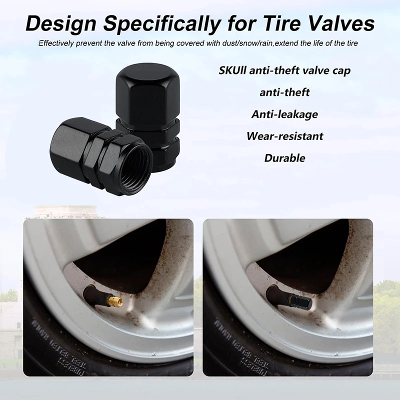 New 4Pcs Tire Valve Stem Caps Decorative Tires Accessories Aluminum Alloy Nipple Wheel Caps Cars Motorcycles Bicycle Cover