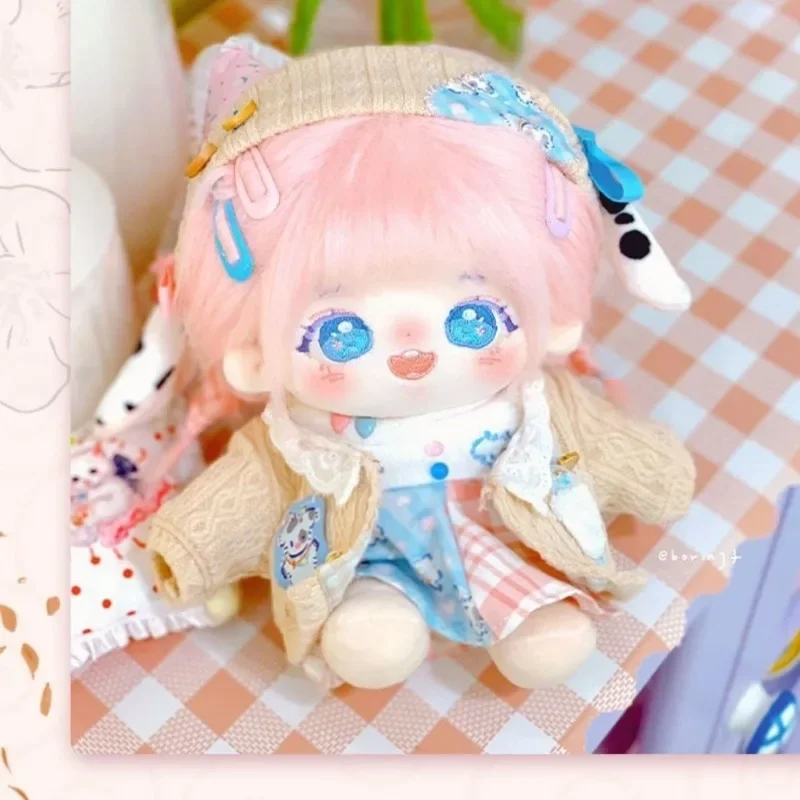 In Stock 20cm Cute Plush Peach Blossom Stuffed No Attribute Pink Fried Hair Little Fox Naked Doll Collection Gift