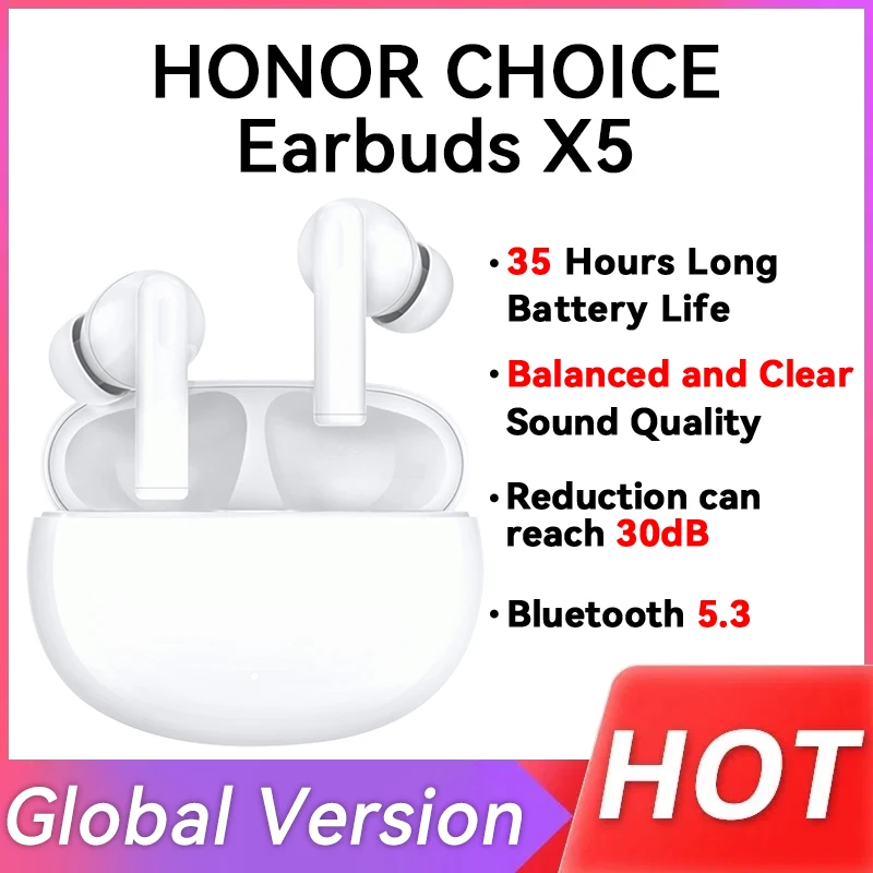 الإصدار العالمي من سماعات أذن HONOR CHOICE X5 سماعات بلوتوث لاسلكية سماعة رأس بخاصية إلغاء الضوضاء النشطة