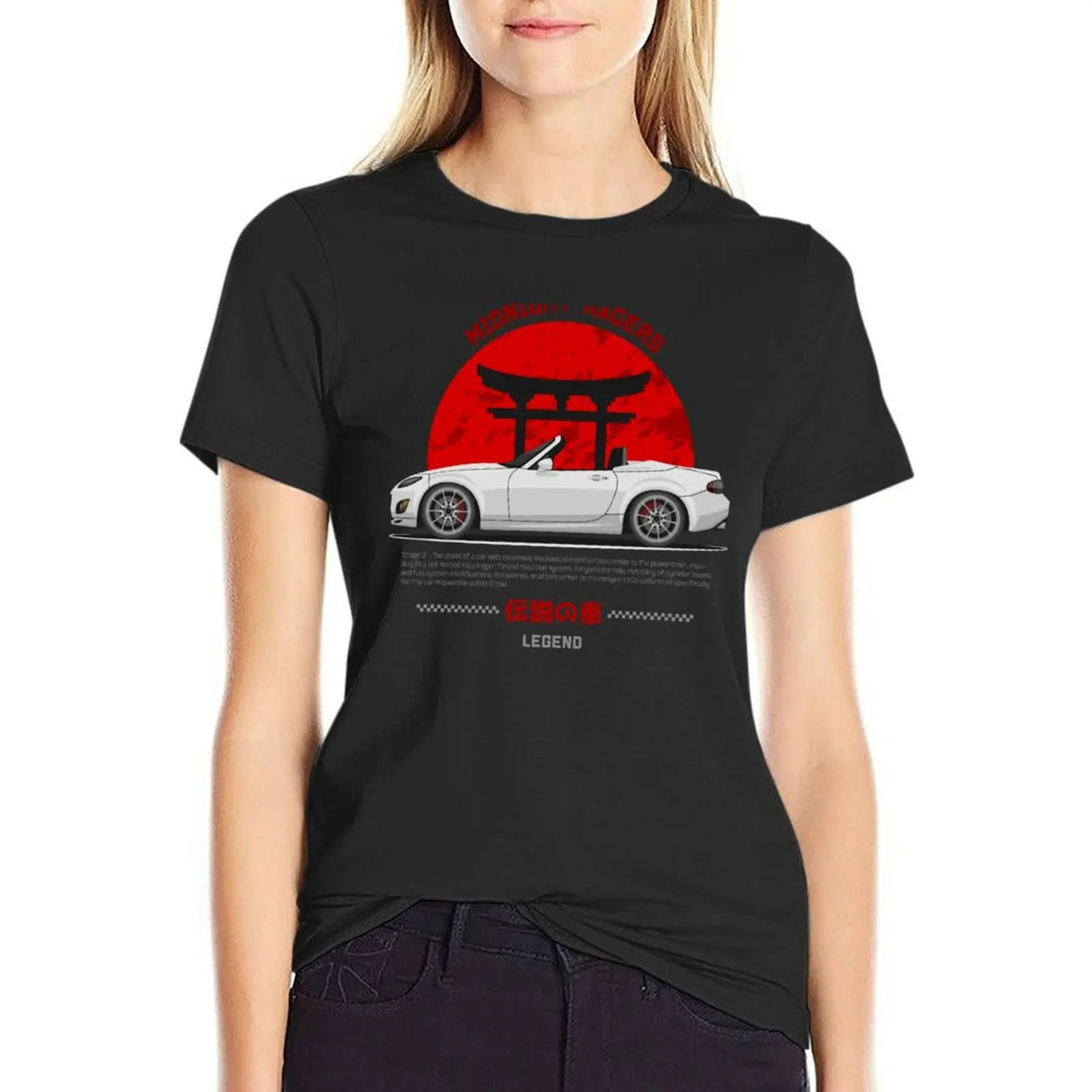 

Tuner White NC Miata Roadster JDM T-shirt female anime clothes t shirt for Women
