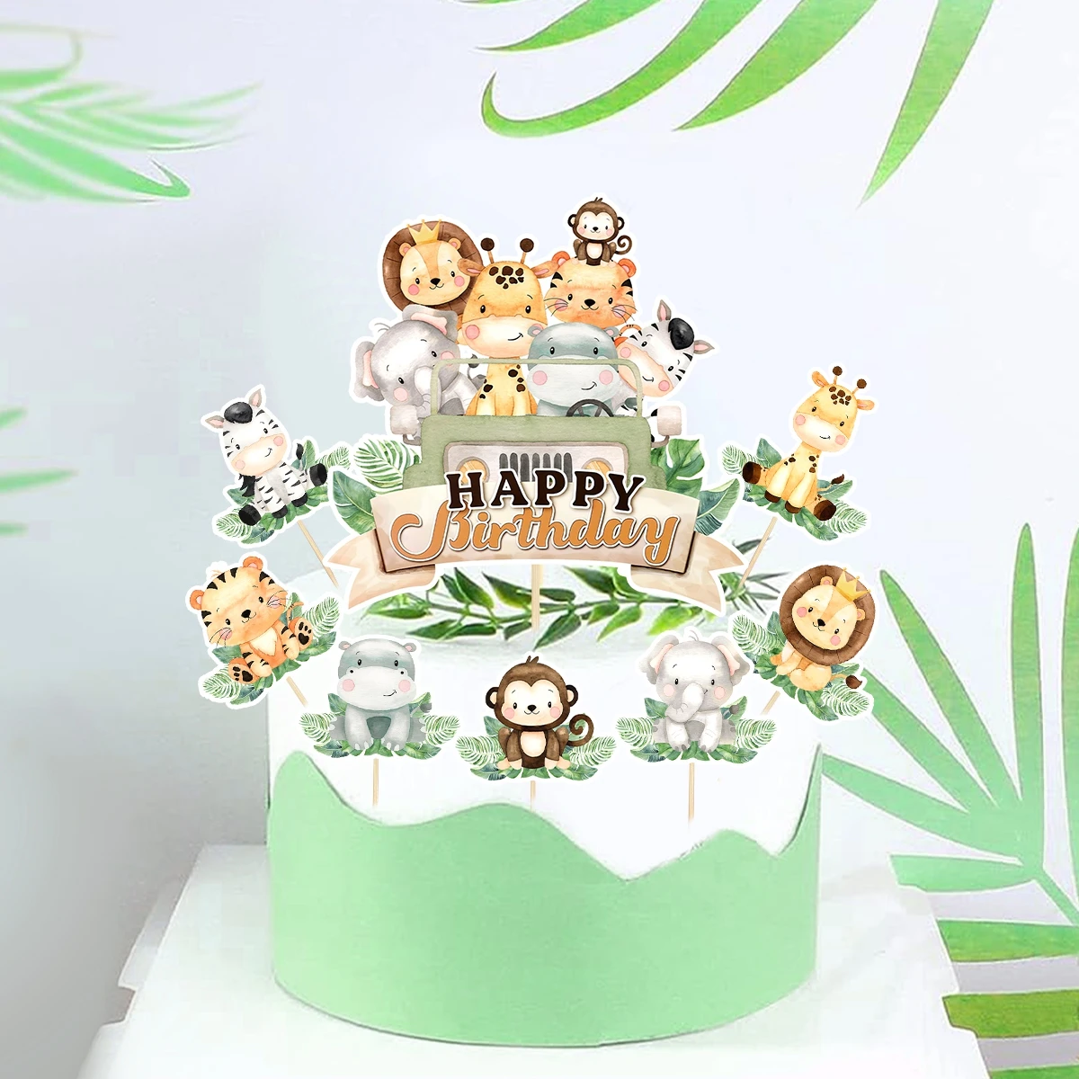 8 Stück Dschungeltier-Kuchenaufsätze Löwe Tiger Cupcake-Topper für 1. Geburtstag Safari-Themenparty Dekorationszubehör – Detail 5