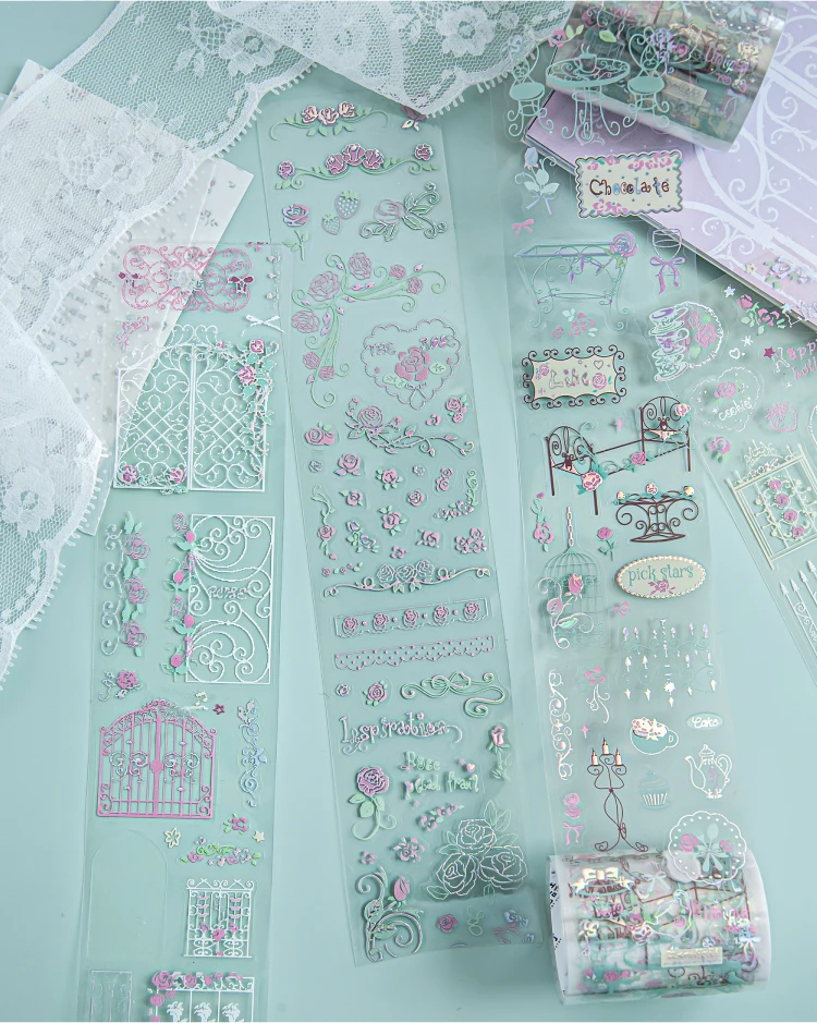 JIANQI Rosengarten Kleine Gegenstände Klebeband Retro Pflanzen Maskierband Washi Tape Scrapbooking Aufkleber Etiketten Schreibwaren – Detail 7