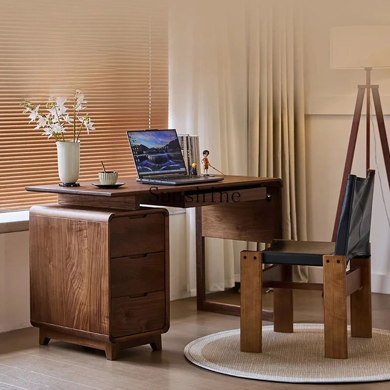 

North American black walnut drawer computer desk high-end writing desk