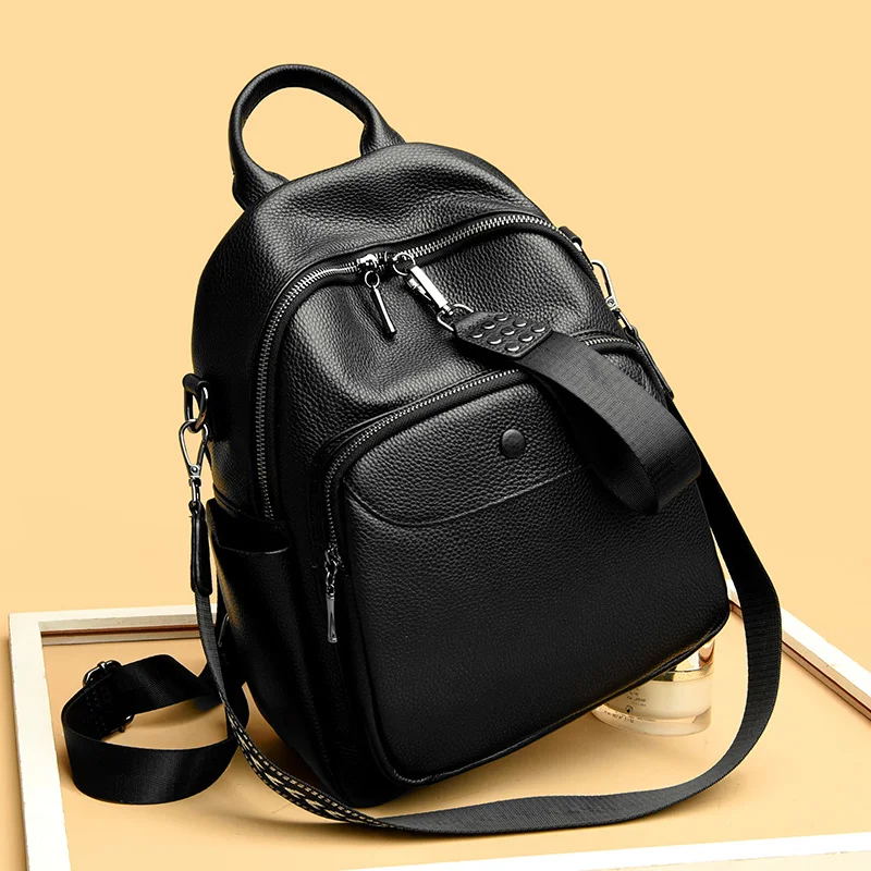 100% Soft Genuine Leather Backpack Women Fashion Knapsack HighQuality Ladies Daily Casual Travel Knapsack Cowhide Girl Schoolbag