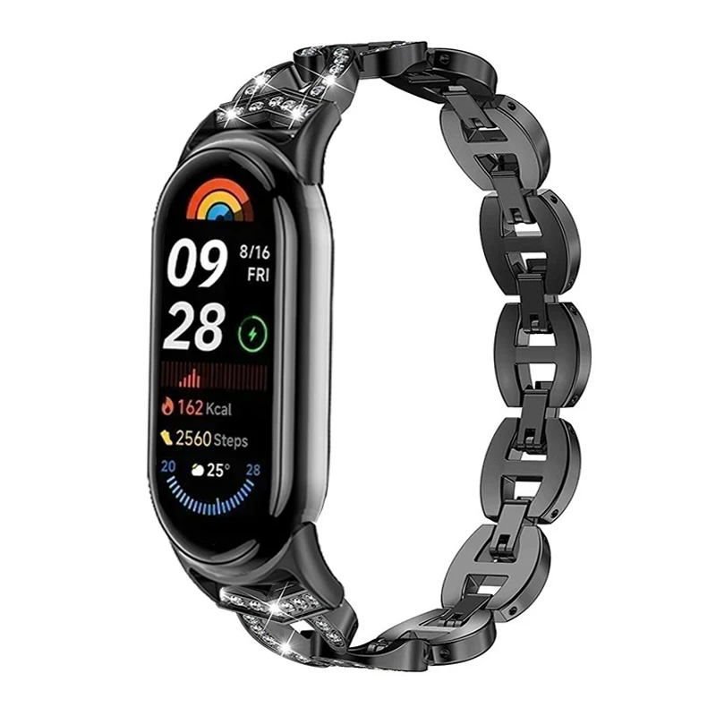 Correa de reloj de diamante para Xiaomi Mi Band 9, pulsera para Xiaomi Smart band 9, Correas reloj para xiaomi mi band 8, correa de Metal