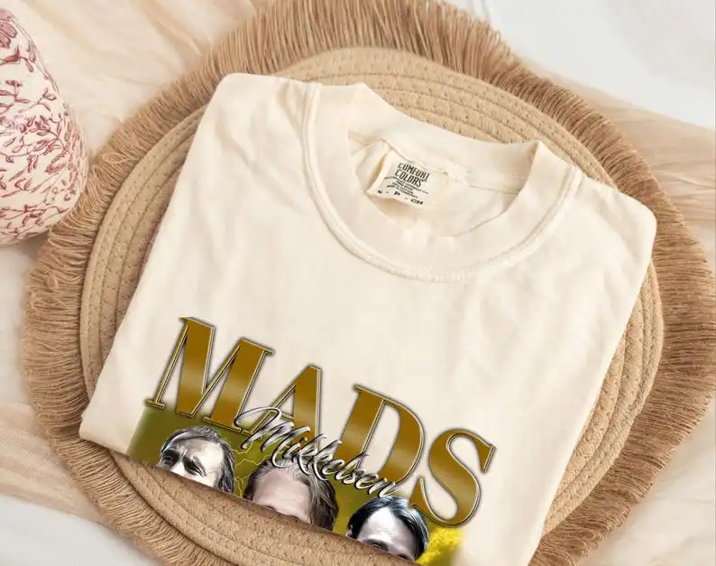 Mads Mikkelsen T-Shirt,  Retro TShirt, Mads Mikkelsen Fan Gift, Vintage 90s  Bootleg Shirt