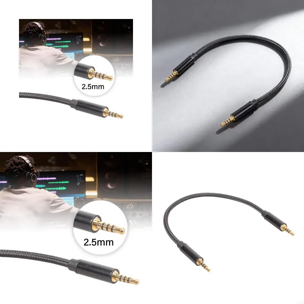Gold Plate 2.5mm Male to Male Audios Cord 4Pole Connectors Featuring Double Layer Shielding Technology for Headphone 