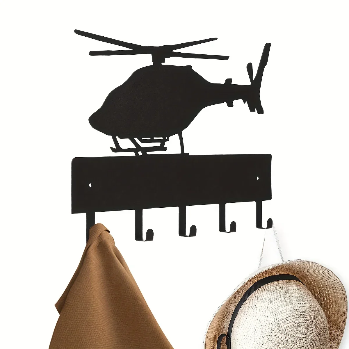 

Hello Young Metal Helicopter Silhouette Key Hooks Wall Hanger Household Multi-Purpose Clothes Bag Hooks Wall-mounted Key Holde