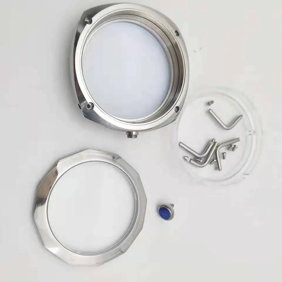 45mm 316L Stainless Steel Watch Case Fit ETA 6497/ 6498 Mechanical Hand Wind Movement Watch Accessories