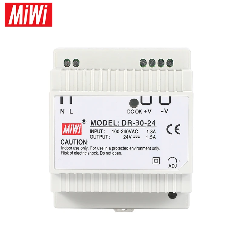 MiWi DR-30-12 110V 220V AC To 12V DC 2A 30Watt UPS Din Rail LED Switching Power Supply