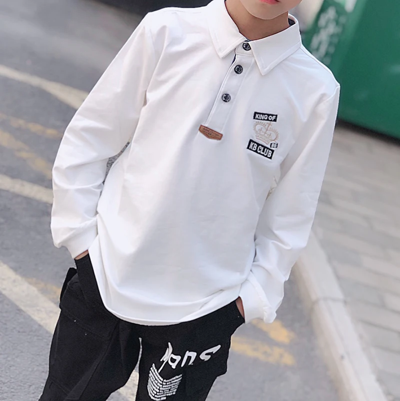 Boys Shirt 2024 Spring Autumn Kids Cotton Clothes Casual Children Turn-down Collar Long Sleeves Polo Clothing for Boys