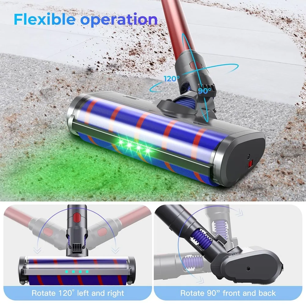 Vacuum Cleaner Head for V7 V10 V11 V15 Soft Roller Brush for Hard Floors with LED Green Lights image 6