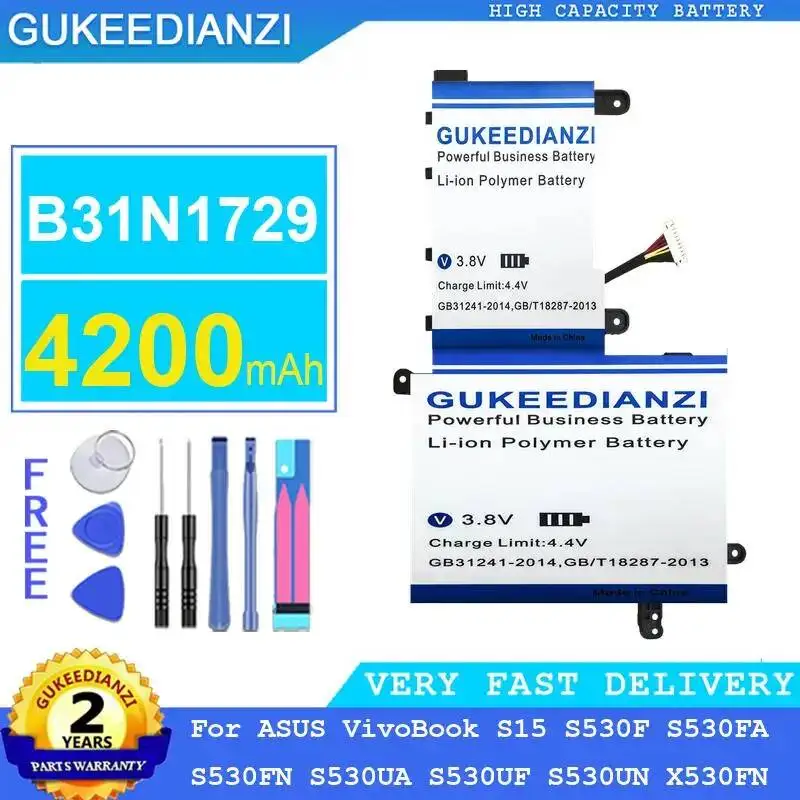 Batería para portátil Asus Vivobook S15 S530F S530FA S530FN S530UA S530UF S530UN X530FN, 4200mAh, alta capacidad, B31N1729