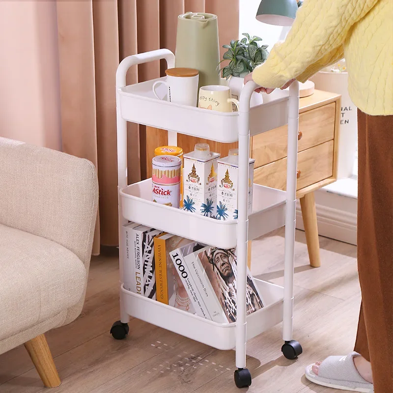 3 Tier Rolling Cart Storage Shelf Large Capacity Movable Gap Storage Rack Kitchen Bathroom Organizer Snack Cosmetic Holder