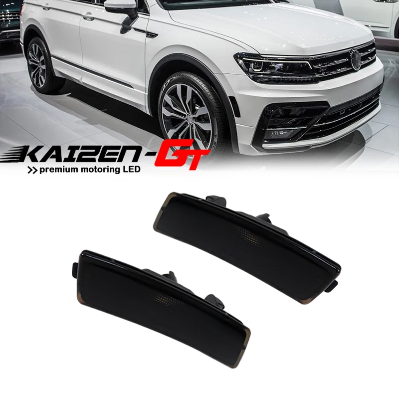 Smoked Lens Car Front Side Marker Light Cover Housings For 2018-up Volkswagen Tiguan, For 2012-2019 Volkswagen Beetle, No Bulb