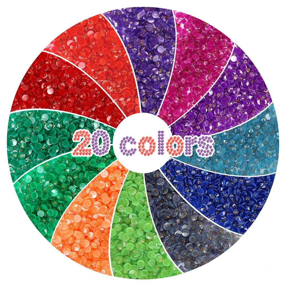 20 Colors Glitter Diamond Painting Drills Round 2.8 mm, Jelly Glitter Mosaic Beads for 5D Diamond Painting Accessories