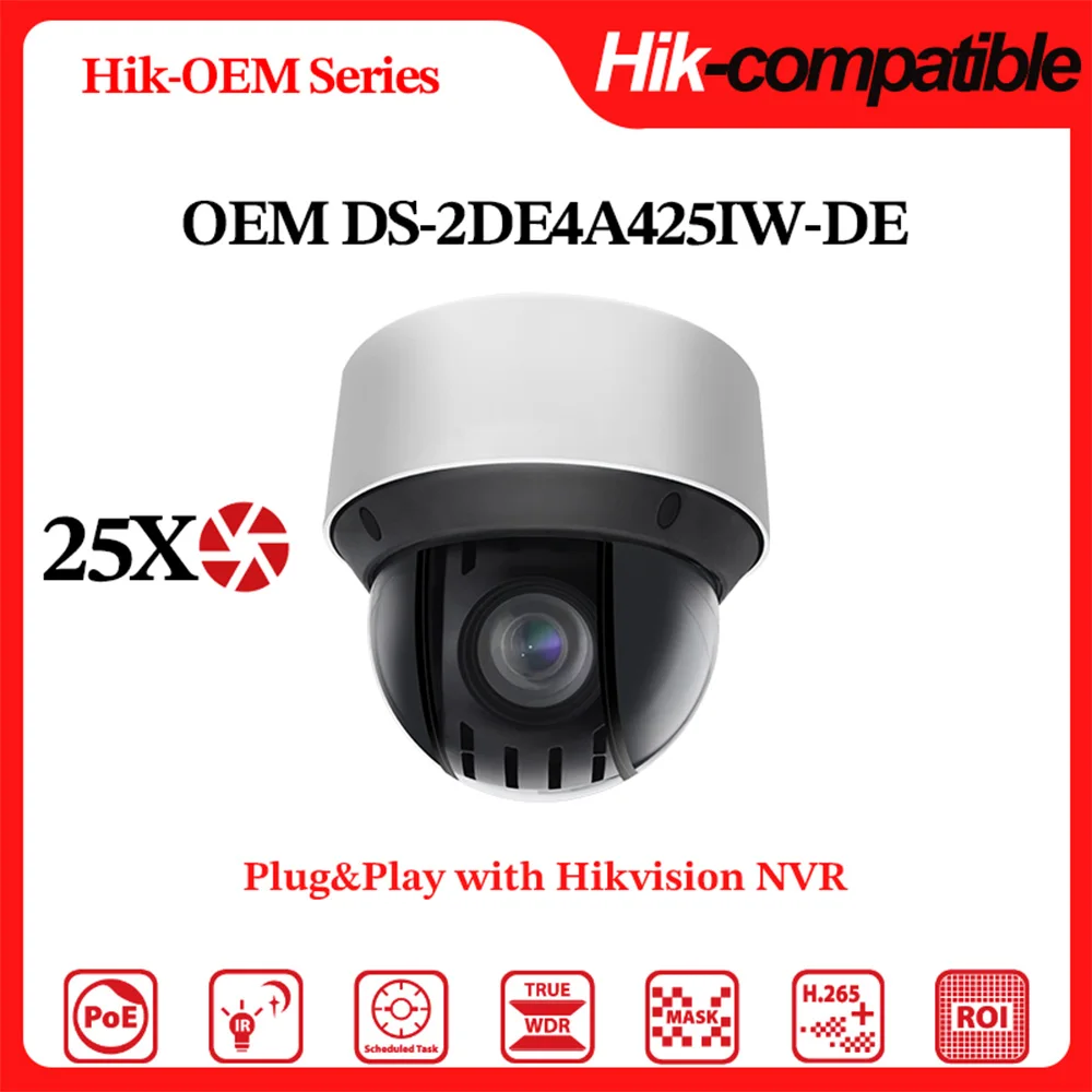 HIK-OEM 4MP 25X Zoom PTZ Camera Replace DS-2DE4A425IW-DE DarkFighter Speed Dome CCTV Security Surveillance IP Camera For Home