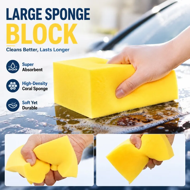 Square Coral Sponge Block High Density Water Absorbing Multi-functional Cleaning Foam for Car Washing Dust Wiping Household