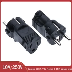 Europe to USA America Adapter,EU Male to USA 3Pole Female AC Converter Nema 5-15R Female to Europe CEE7/7 3Pole Male AC Adapter