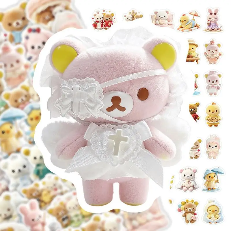 62 Stück Kawaii Rilakkuma Bären-Aufkleber, Deko-DIY für Gitarre, Fahrrad, Skateboard, Laptop, Gepäck, niedliche Cartoon-Aufkleber, Spielzeug