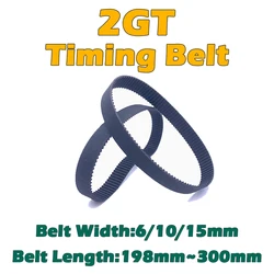 2GT Rubber Timing Belt Length 198 200 210 218 220 230 240 250 258 260 268 270 280 288 290 292 294 296 300mm 2GT Closed Loop Belt