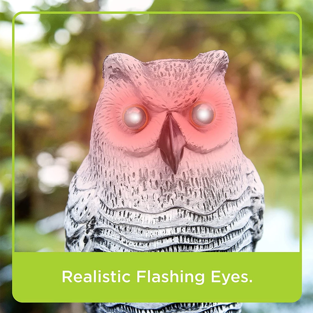 Owl Decoy Waterproof Fake Owl Scarecrow with Flashing Eyes Frightening Sound Battery Powered Owl Statue Bird Control Devices