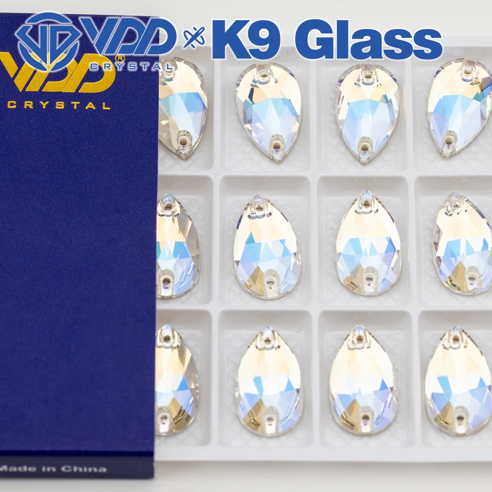 VDD S256 Moonlight Pear Top Quality K9 Glass Sew On Rhinestones Crystal Flatback Sewing Strass Stones For Garment Wedding Dress