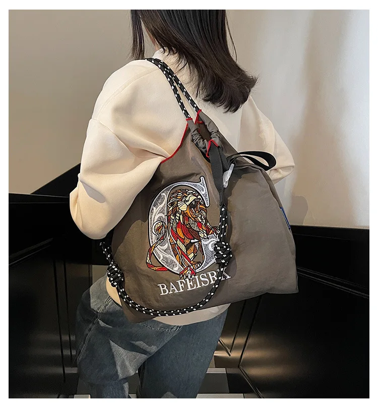 FEILER Embroidered Reusable Bag Diagonal Span Nylon Large Capacity Shopping Bag Female Commuter All-fit Shoulder Bags
