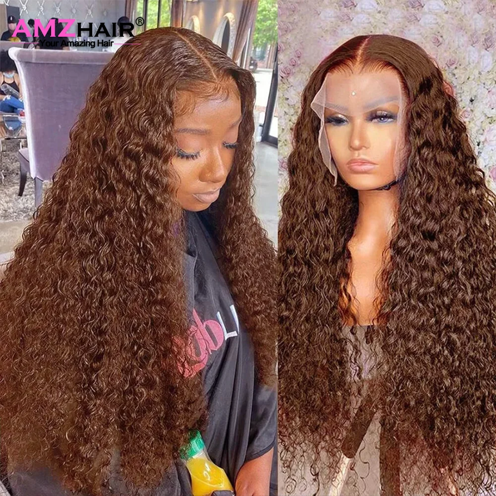 Chocolate Brown Kinky Curly 13x4 Hd Lace Front Wig Human Hair Brown Colored Human Hair Wig Brazilian 13x6 Lace Frontal Curly Wig