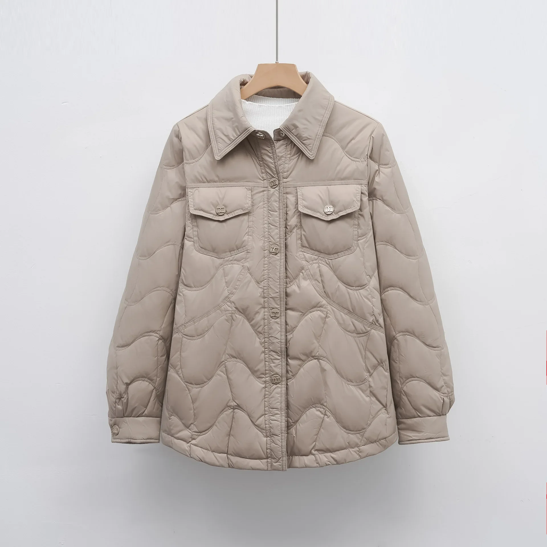 أزياء التخسيس الخريف الشتاء وصول جديد دافئ مريح جديد المعايير الوطنية 90 أسفل قميص نسائي نمط أسفل سترة #3