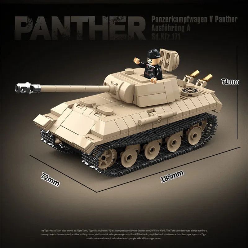 Military Challenger Leopard Panther Heavy Main Battle Tank Soldier Building Blocks Plastic Model Bricks Army Toys for Children