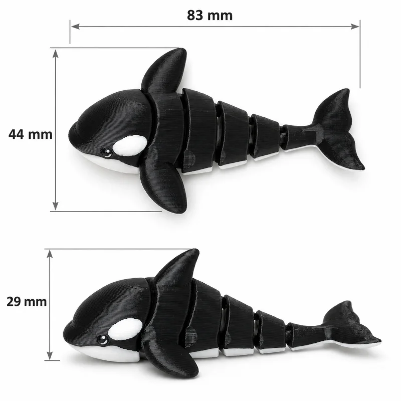 3D Printed Plastic Articulated Orca Model Flexible Killer Whale Figurine Desktop Decor Ocean Animal Fidget Toy